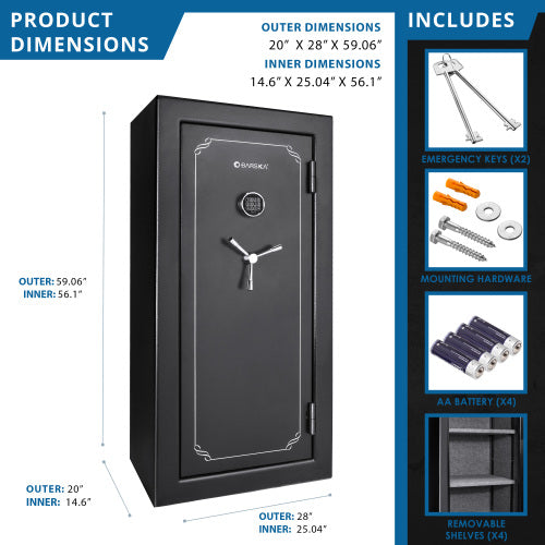BASALT 30 Fireproof Gun Safe, 30min Fire Protection, Holds 30 Rifles