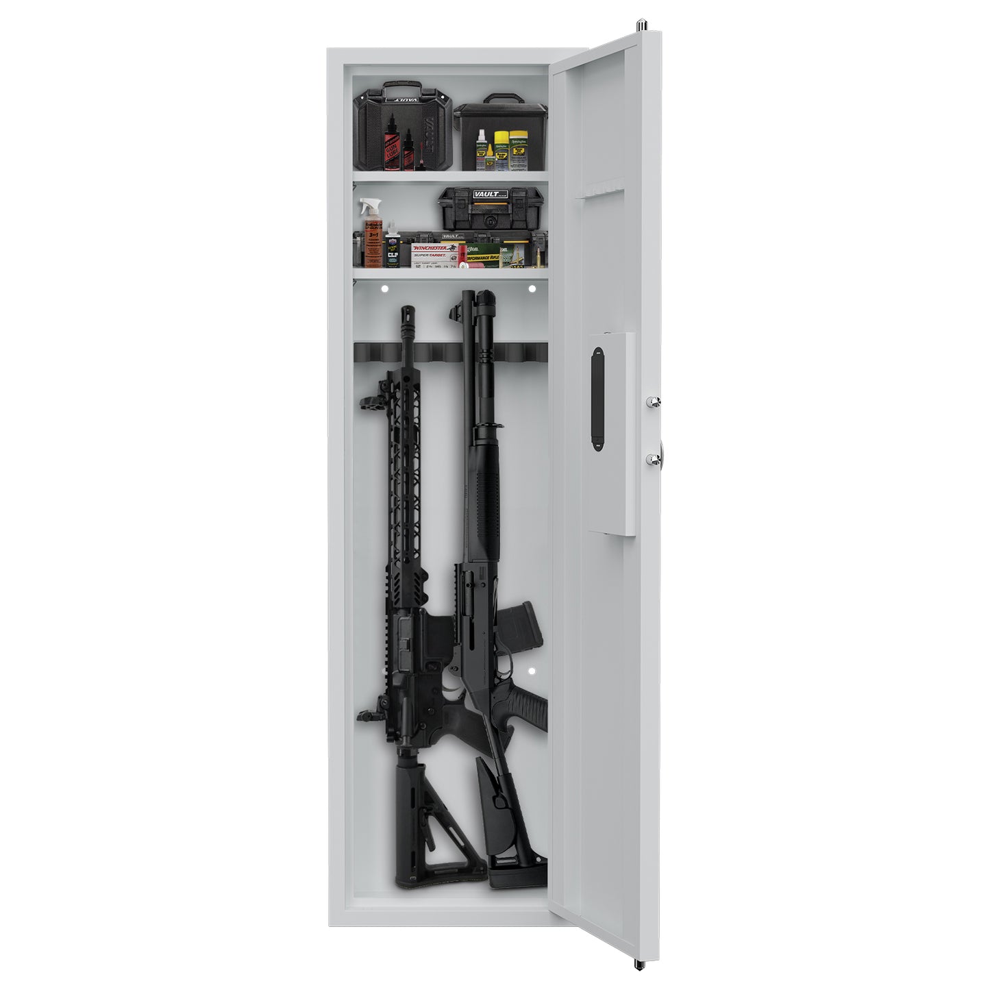 SLATE Wall Gun Safe, Hidden Mounted Between Studs, White