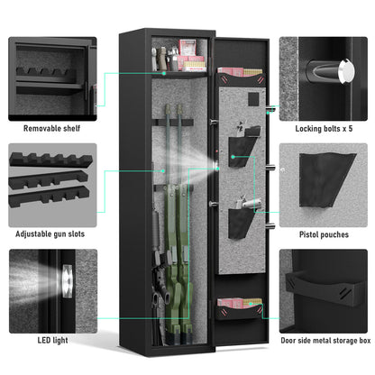 GRANITE Biometric Rifle Safe, Holds Up To 4 Long Guns