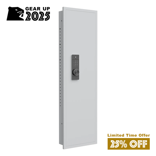 Slate Biometric Wall Gun Safe, 2 Guns, White