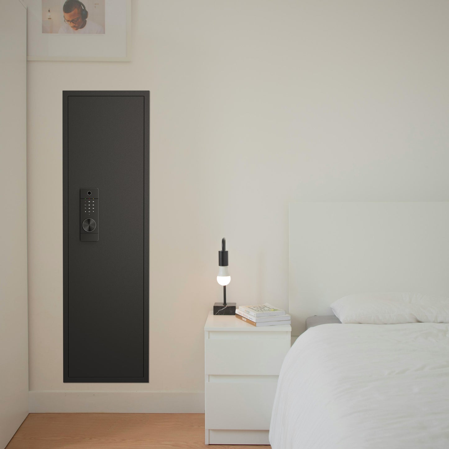 SLATE Biometric Wall Gun Safe, Hidden Mounted Between Studs, Black