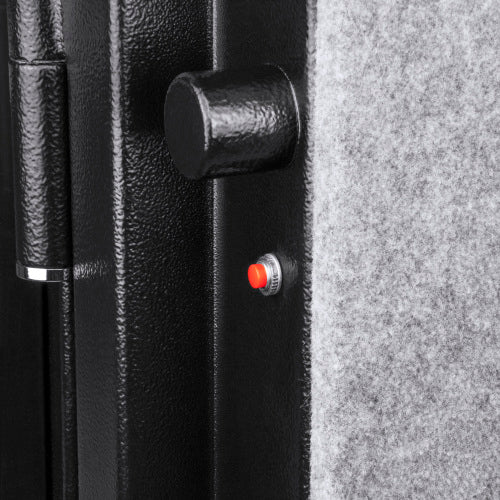 BASALT 45 Pro fireproof gun safe, close-up of the internal relocker peg and felt lining