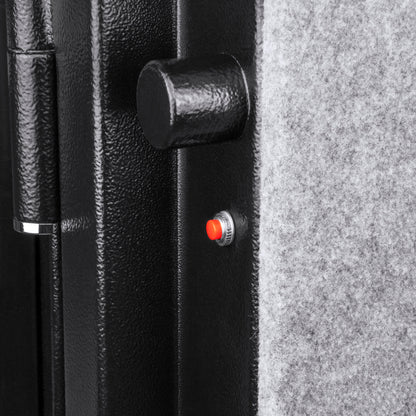 BASALT fireproof safe, close-up of a steel locking bolt and the door seal