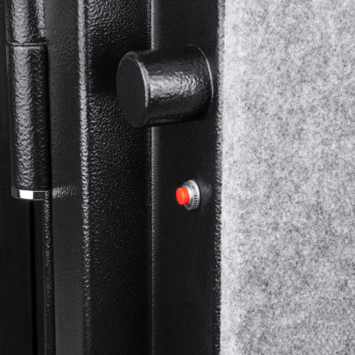 BASALT S fireproof safe vault, close-up of a steel locking bolt and the door seal