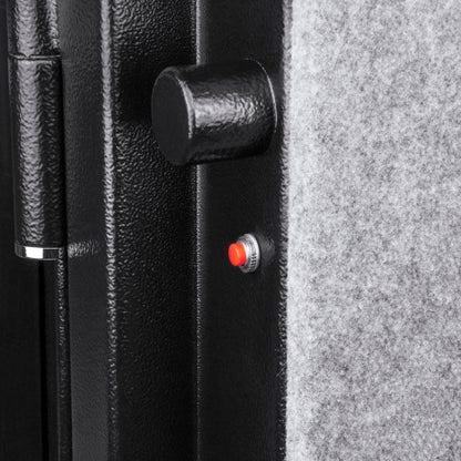 BASALT S fireproof safe vault, close-up of a steel locking bolt and the door seal