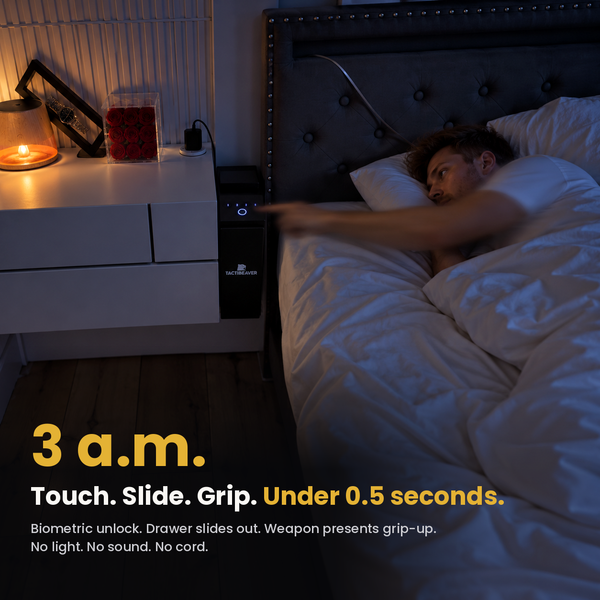 FLINT Biometric Bedside Handgun Safe, Hidden Mounted