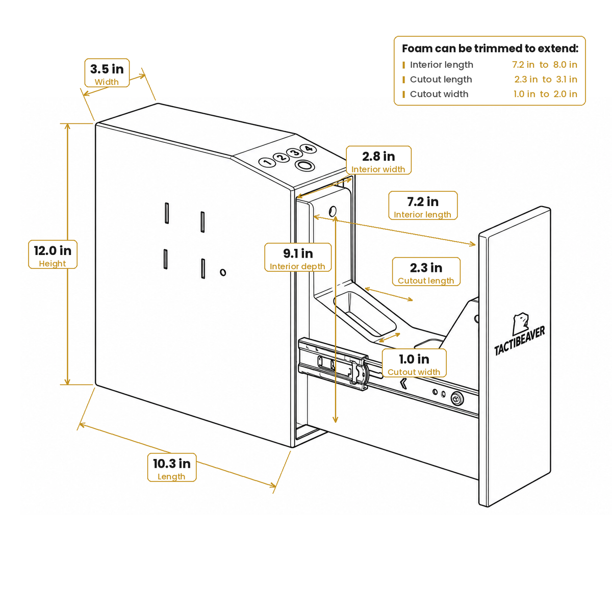 FLINT Biometric Bedside Handgun Safe, Hidden Mounted