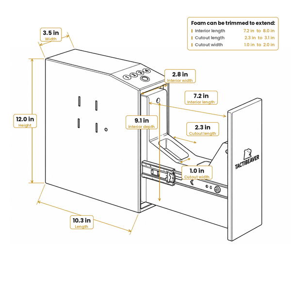 FLINT Biometric Bedside Handgun Safe, Hidden Mounted