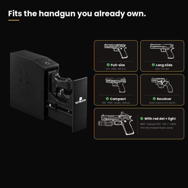 FLINT Biometric Bedside Handgun Safe, Hidden Mounted