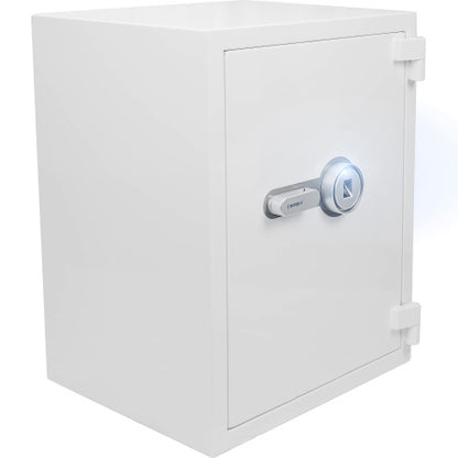 GLACIER XL Biometric fireproof safe, closed, front three-quarter view from the right