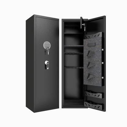 GRANITE rifle safe, closed and open, three-quarter view