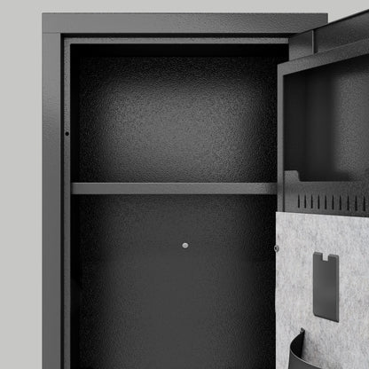 Empty interior showing the barrel retaining bar and carpeted lining