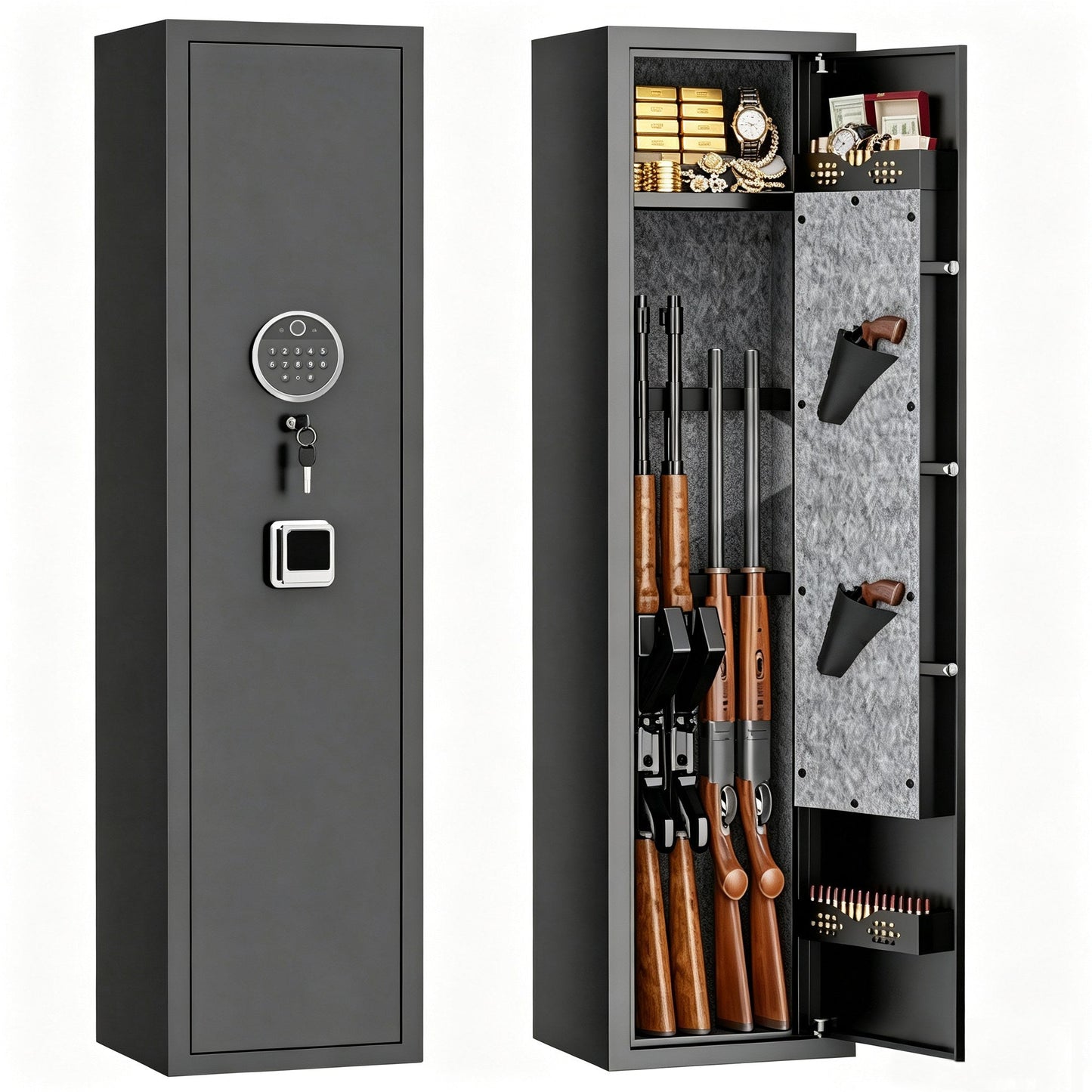 GRANITE S Biometric shown closed and open with four long guns racked