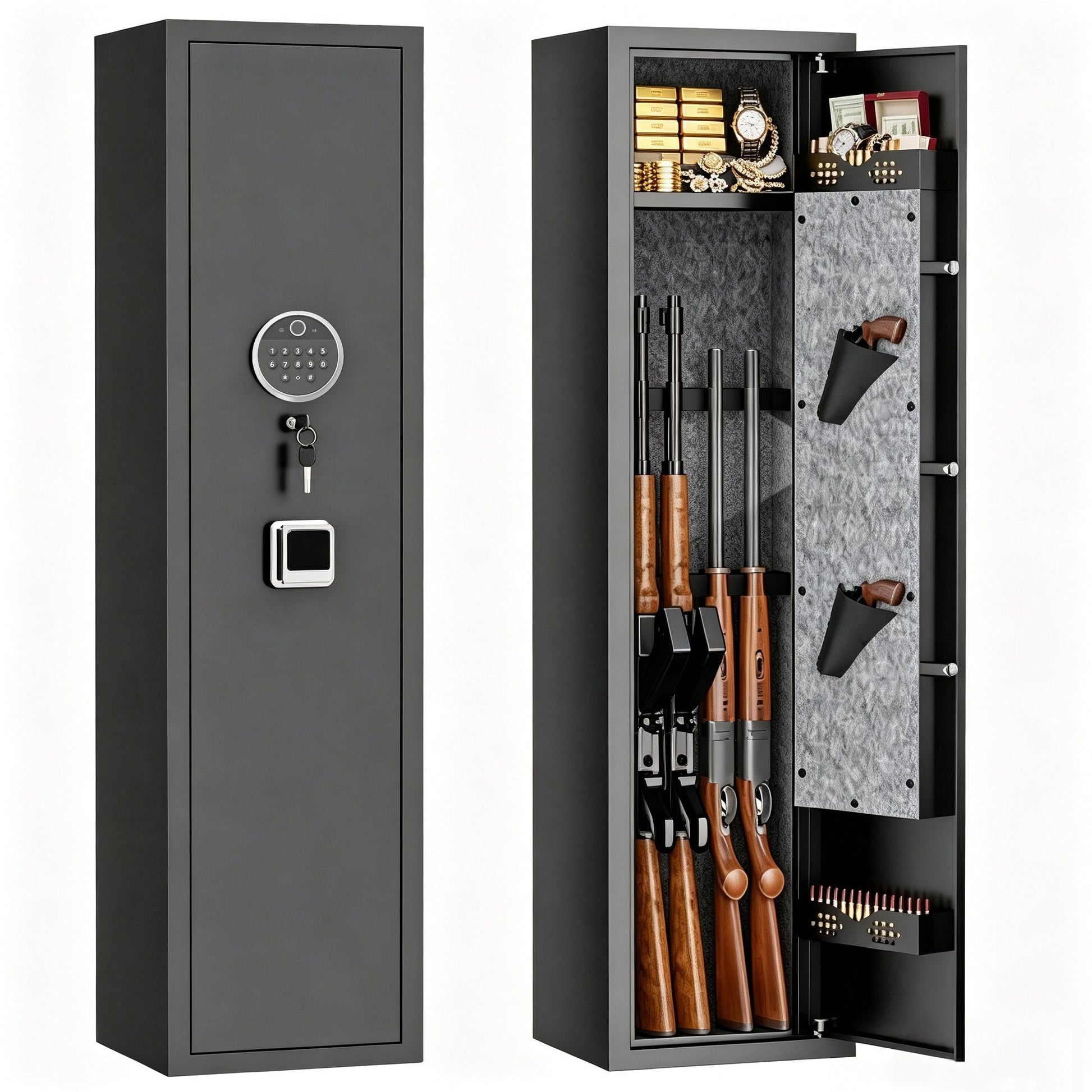 GRANITE S Biometric shown closed and open with four long guns racked
