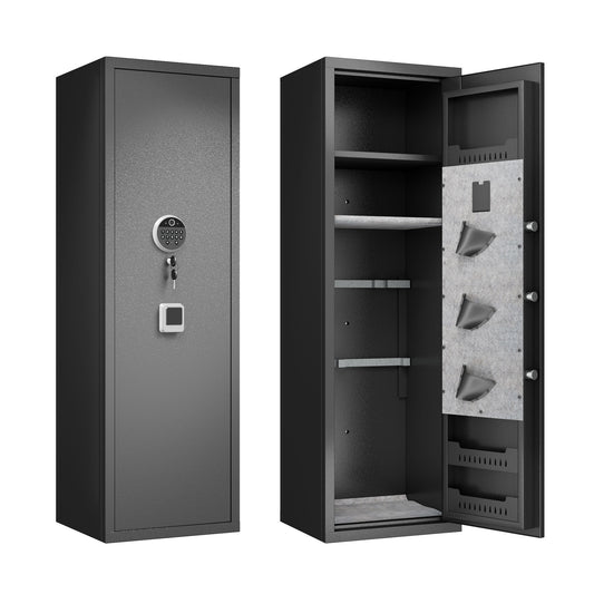 GRANITE Biometric Rifle Safe, Fingerprint Access, Holds 5 Long Guns + 3 Pistols