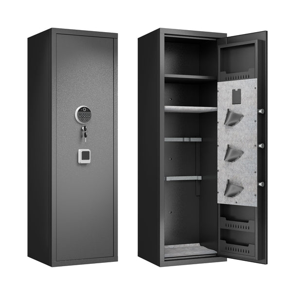 GRANITE Biometric Rifle Safe, Fingerprint Access, Holds 5 Long Guns + 3 Pistols