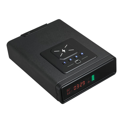 QUARTZ biometric drawer handgun safe, closed, three-quarter view