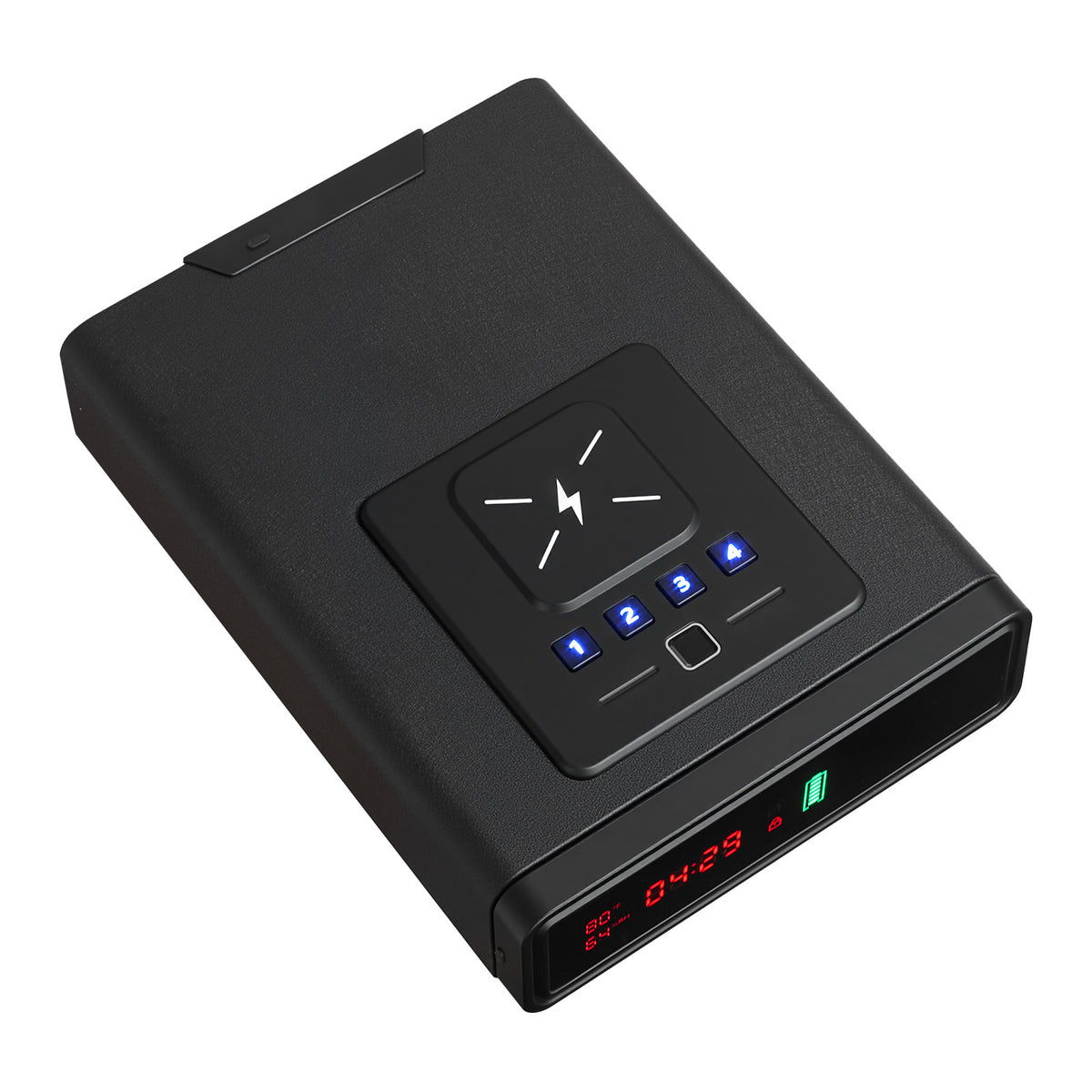 QUARTZ biometric drawer handgun safe, top view of the closed safe