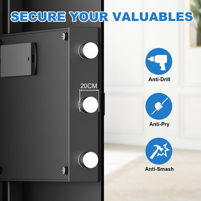 SLATE M in-wall gun safe in black, anti-drill, anti-pry and anti-smash steel door with locking bolts