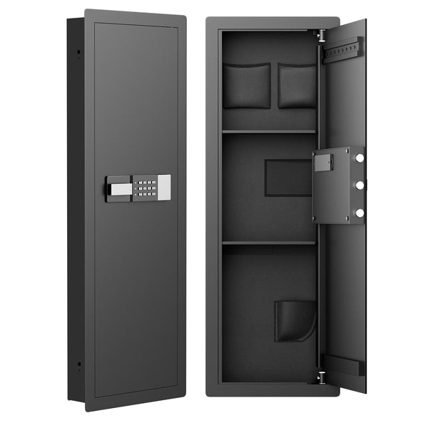 SLATE M In-Wall Gun Safe, 3.9″ Slim Profile, Keypad & Alarm, Black